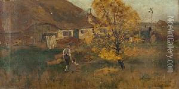 Bauernhutte Und Bluhende Baume Oil Painting - Erich Nikutowski