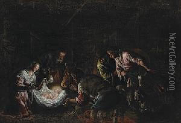 The Adoration Of The Shepherds Oil Painting - Gerolamo Ponte Da Bassano