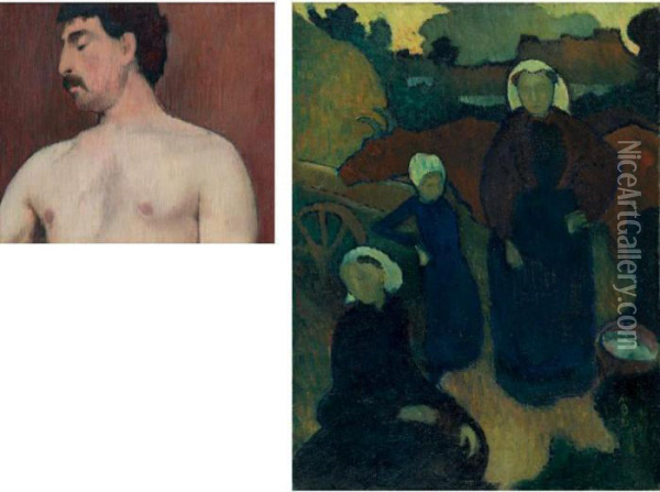 Bretonnes And Portrait D'homme: A Double-sided Painting Oil Painting - Maurice Denis