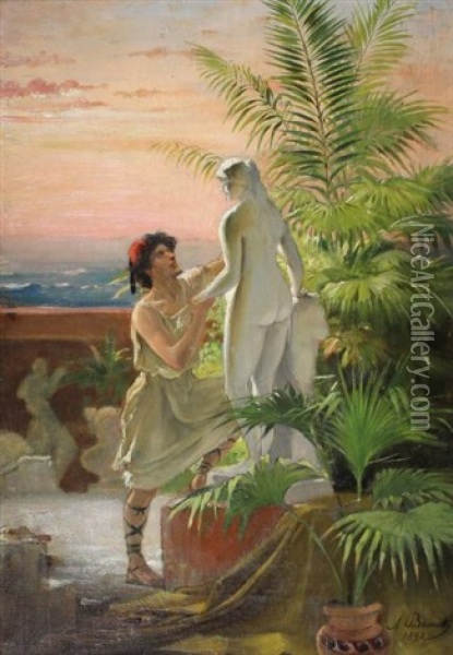 Pygmalion Et Galathee Oil Painting - Auguste Bourotte