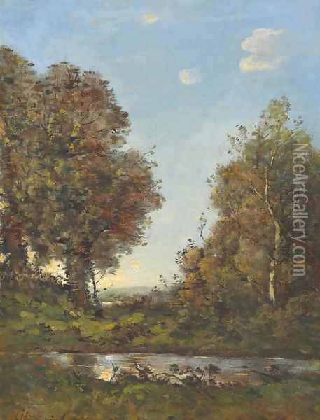 A Serene Afternoon Oil Painting - Henri-Joseph Harpignies