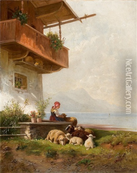 Vor Dem Haus Oil Painting - Christian Friedrich Mali