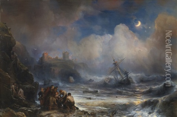 Naufrage De L'un Des Vaisseaux De L'armada Espagnole Sur La Cote Oil Painting - Baron Jean Antoine Theodore Gudin