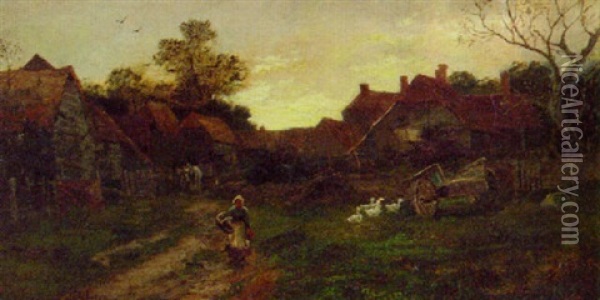 Returning Home At Sunset Oil Painting - William (Will.) Anderson