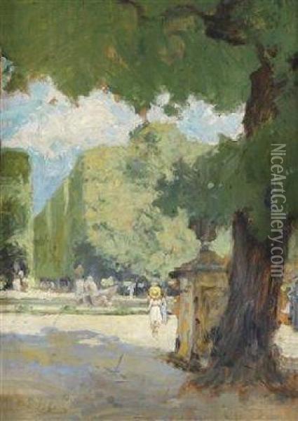 Scene Set In Schonbrunn Palace Oil Painting - Tina Blau