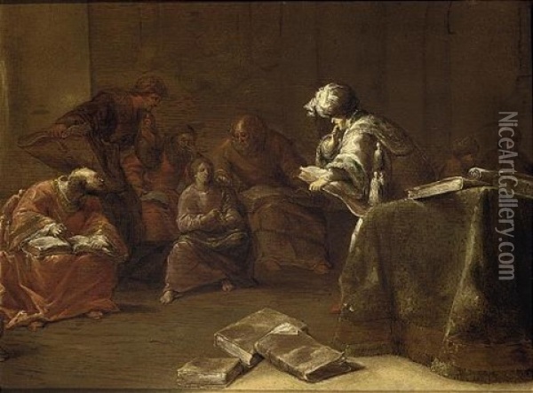 Christ Among The Doctors Oil Painting - Leonard Bramer