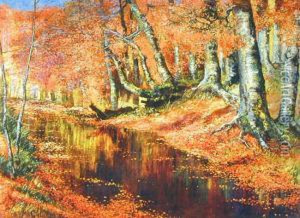 Jesienny Pejzaz Oil Painting - Max Eduard Giese