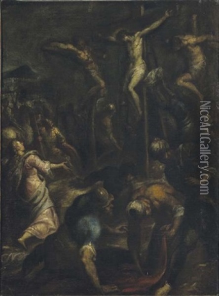 Crocefissione Oil Painting - Jacopo Palma il Giovane