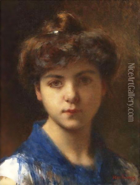 Portrait Of A Young Girl 4 Oil Painting - Alexei Alexeivich Harlamoff
