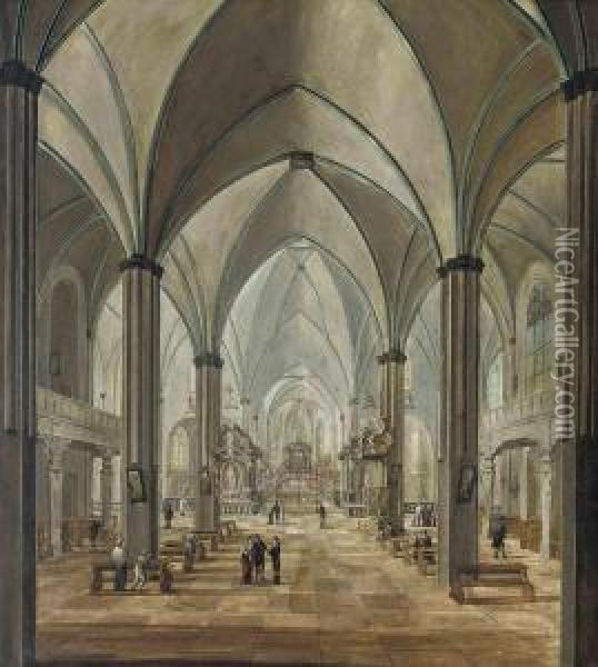 The Interior Of A Cathedral Oil Painting - Christian Stocklin