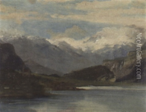 Bergseestudie Oil Painting - Louis Emile Adan