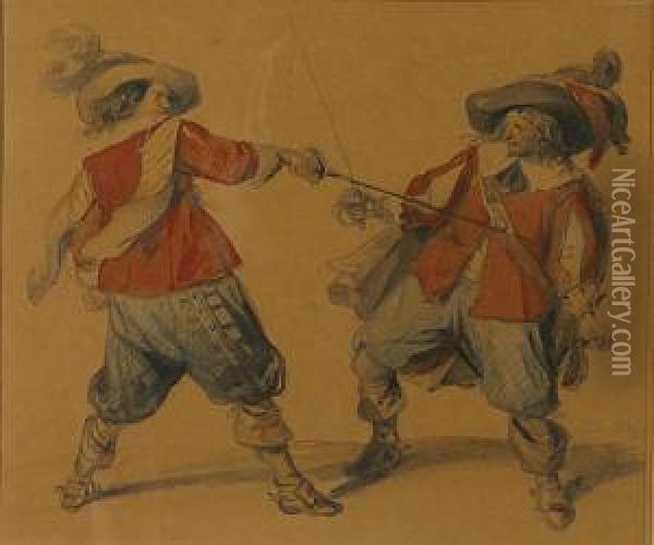 Mousquetaires En Duel Oil Painting - Jean-Baptiste Madou