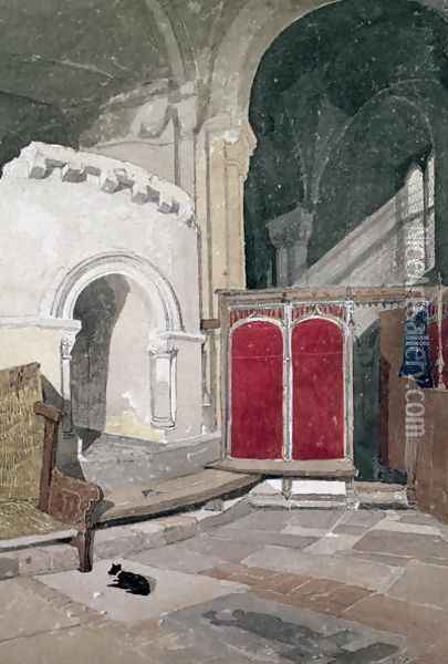 Interior of Norwich Cathedral Oil Painting - John Sell Cotman
