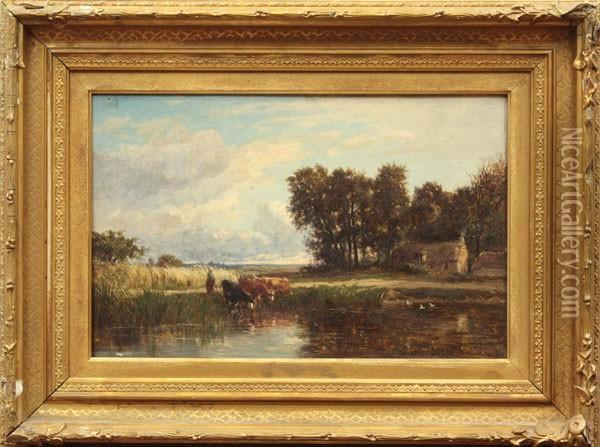Pastoral Landscape Oil Painting - Emile Charles Lambinet