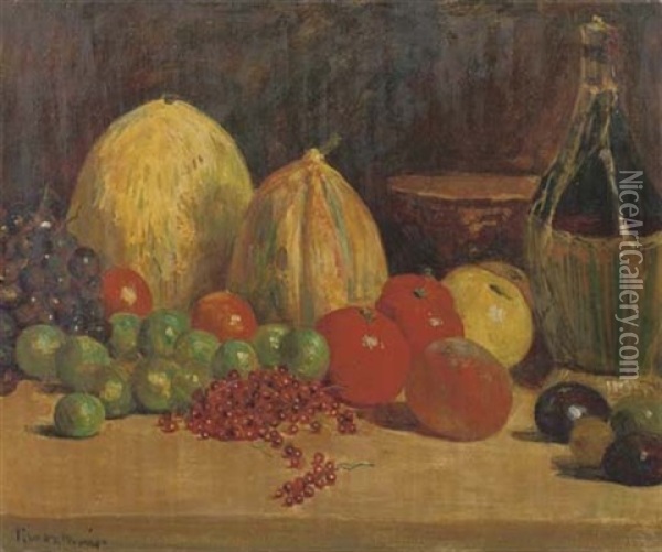 Pumpkins, Grapes And Elderberries Oil Painting - Simon Maris