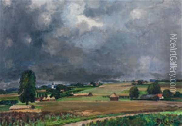 Gewitterlandschaft Bei Kortrijk, Belgien Oil Painting - Joseph Francois de Coene