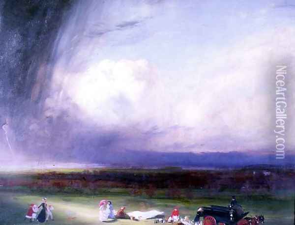 An Interrupted Picnic Oil Painting - Charles Sims