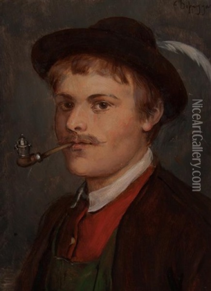 Man With Pipe Oil Painting - Franz Von Defregger