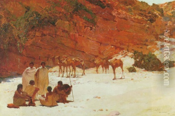 Campement D'indigenes En Abyssinie Oil Painting - Paul Buffet