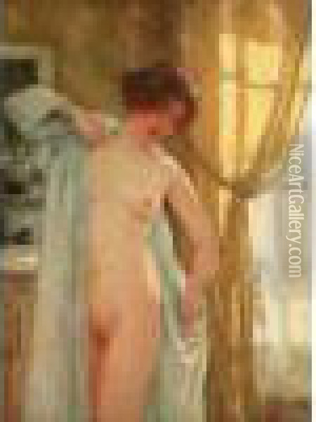 A Sa Toilette - Femme Nue Dans Un Interieur Oil Painting - Henri Gervex