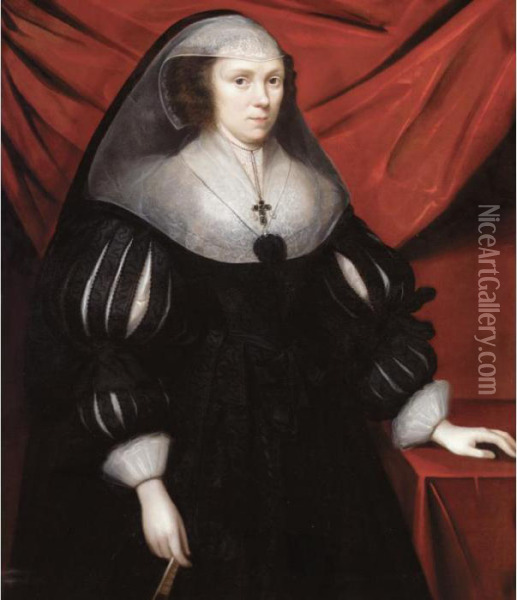 Portrait Of Magdalene Digby Oil Painting - Cornelius Jonson