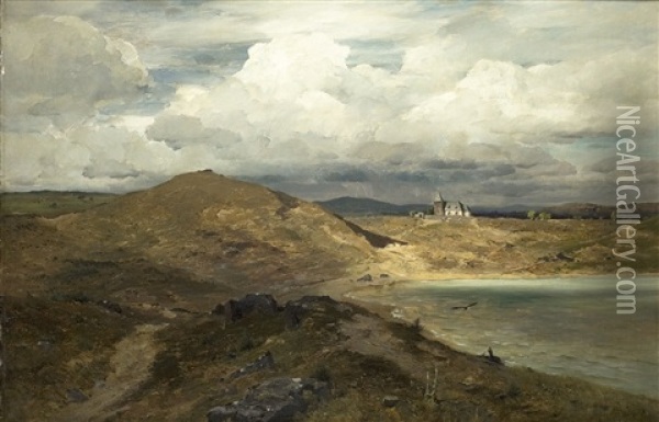Eifellandschaft Mit Weinfelder Maar Und Kapelle Oil Painting - Heinrich Hartung the Elder
