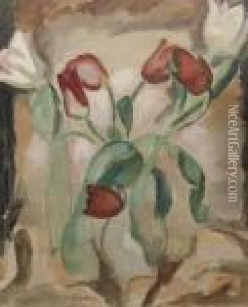 A Still Life With Tulips Oil Painting - Leo Gestel
