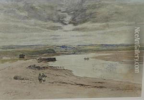 Brindle Bay, Bamburgh Oil Painting - Thomas Swift Hutton