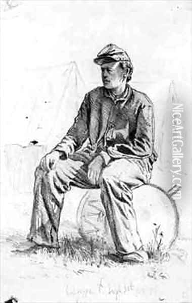 Drummer Boy Taking a Rest During the Civil War Oil Painting - Edwin Forbes