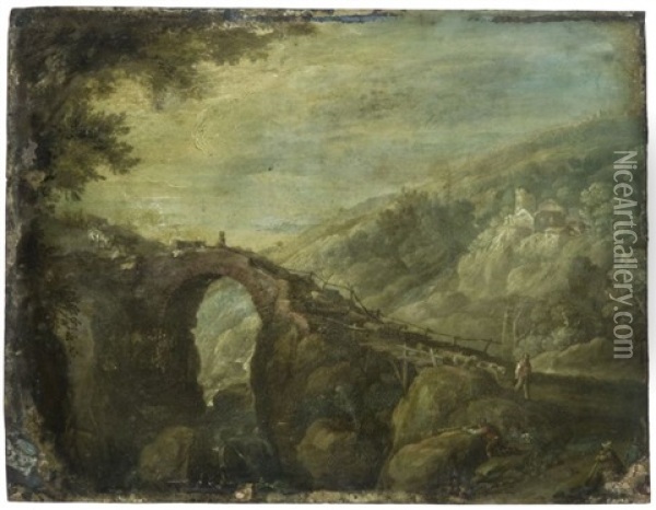 Pont Traversant Un Paysage Montagneux Oil Painting - Paul Bril