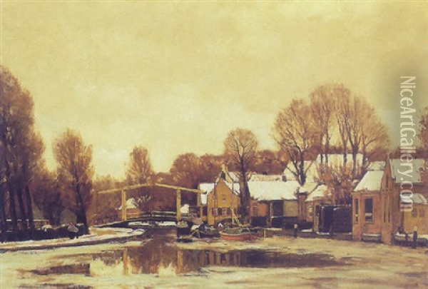 A View Of The Vecht In Winter Oil Painting - Nicolaas Bastert