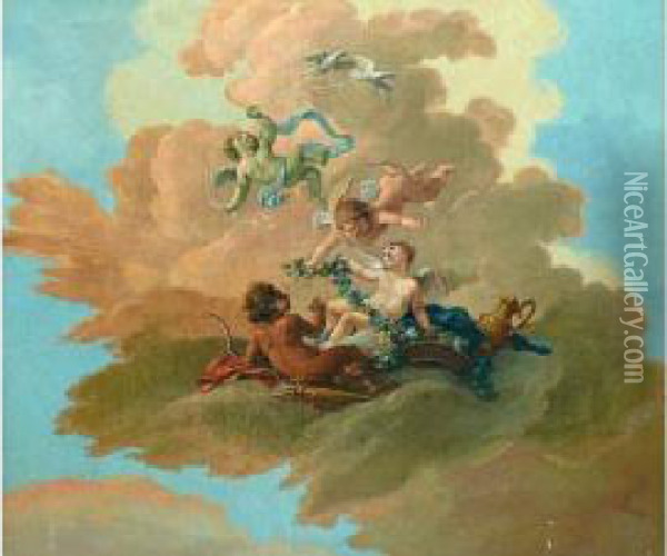 Anges. Etude Pour Un Plafond. Oil Painting - Louis Lagrenee