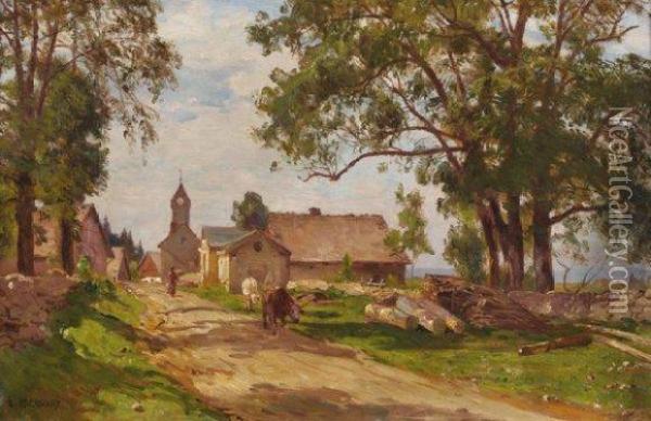 Village De Franche-comte Oil Painting - Marie-Victor Emile Isenbart