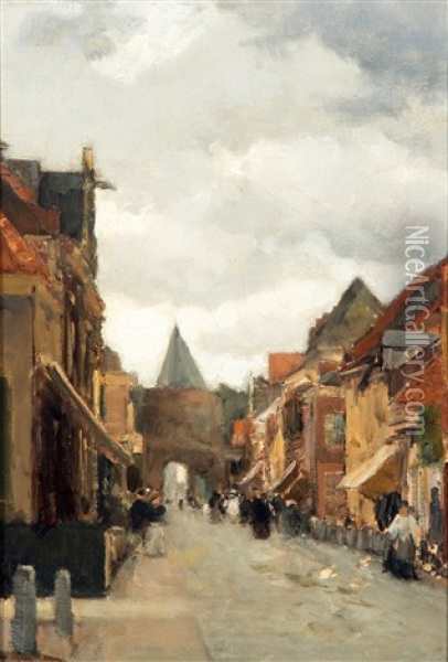 Winkelstraat, Mogelijk In Een Zuiderzeestadje Oil Painting - Floris Arntzenius