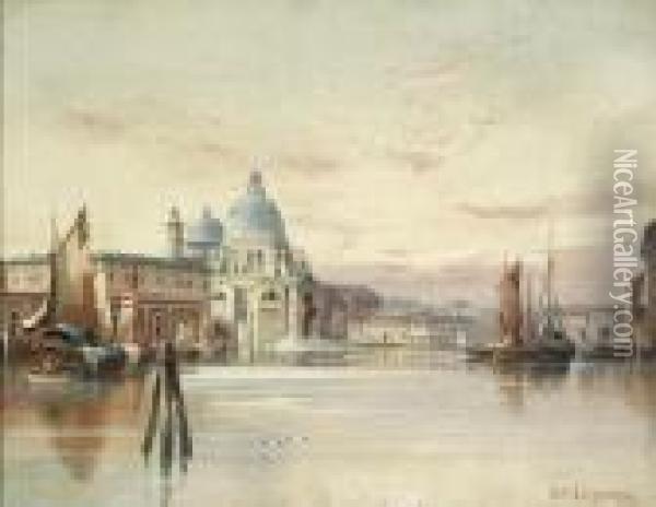 A View Of Santa Maria Della Salute At Sunset Oil Painting - Karl Kaufmann