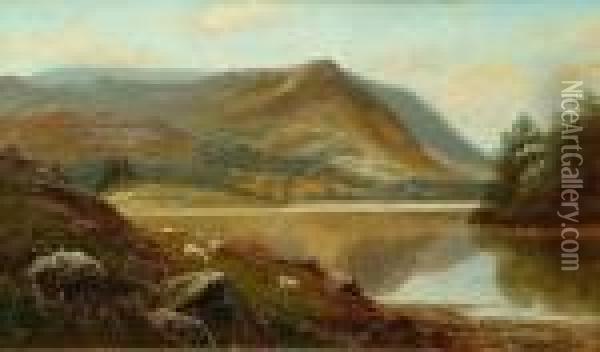 'grasmere Lake, Westmoreland'; 'on The Hills, Near Ambleside, Westmoreland' Oil Painting - William Mellor