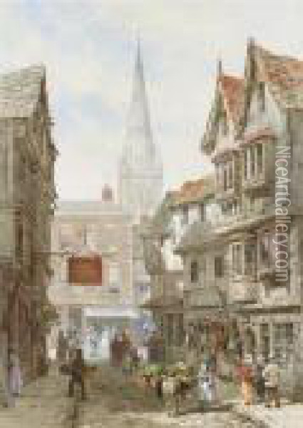Minster Street, Salisbury Oil Painting - Louise Rayner