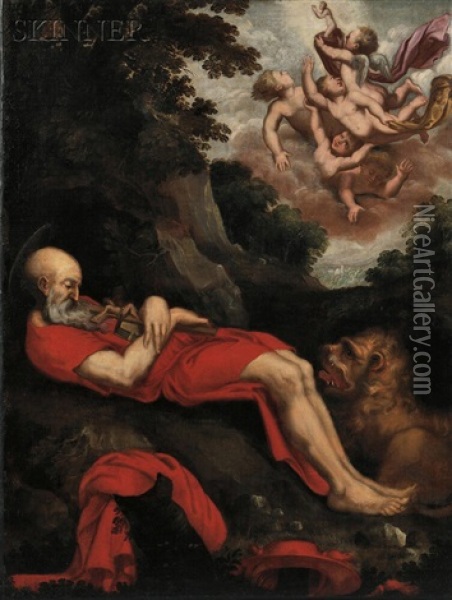 Death Of Saint Jerome Oil Painting - Abraham Bloemaert