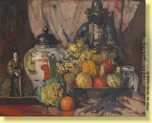 Composition Aux Fruits Et Aux Oil Painting - Fernand Allard L'Olivier