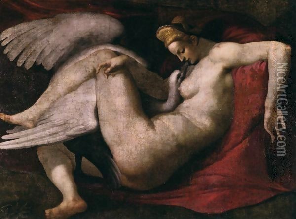 Leda and the Swan 2 Oil Painting - Michelangelo Buonarroti
