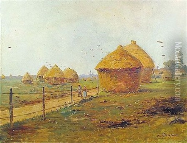 Les Meules Dans Le Pas De Calais Oil Painting - Gustave Mascart