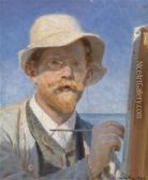 Self Portrait Oil Painting - Peder Severin Kroyer