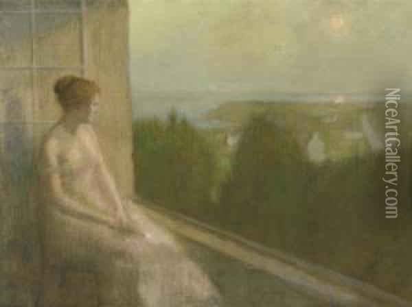 A Sunset Seen From The Balcony Oil Painting - Louis Picard