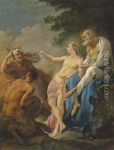 Apollo And Midas Oil Painting - Noel Halle