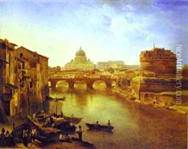 New Rome The Castle Of The Holy Angel 1823 Oil Painting - Silvestr Fedosievich Shchedrin