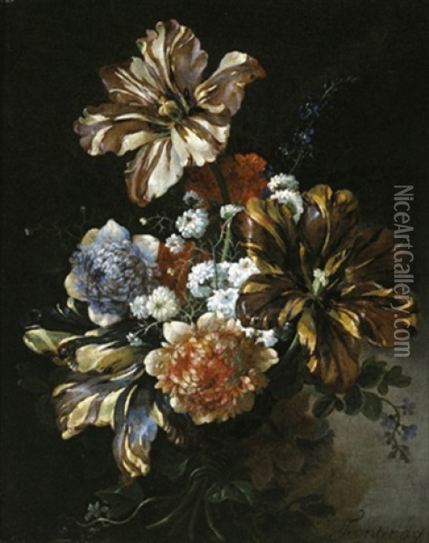 Bouquet De Tulipes Oil Painting - Jean-Baptiste Belin de Fontenay the Younger