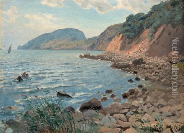 Summer Landscape By The Shore Oil Painting - Lev Felixovich Lagorio