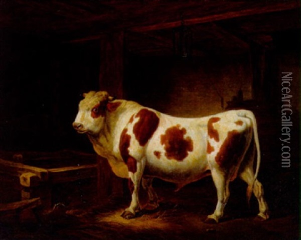 Der Zuchtbulle Oil Painting - Johann Baptist Dallinger von Dalling the Younger