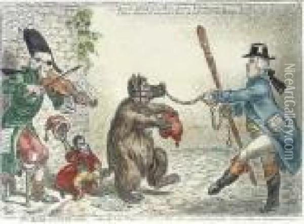 The Bear And His Leader Oil Painting - James Gillray