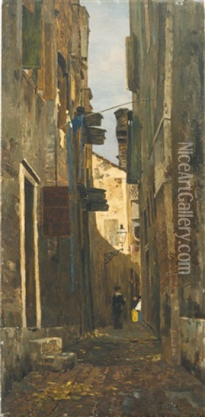 Ein Italienisches Gasschen (a Lane In Italy) Oil Painting - Tina Blau-Lang